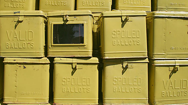 Ballot boxes used in elections