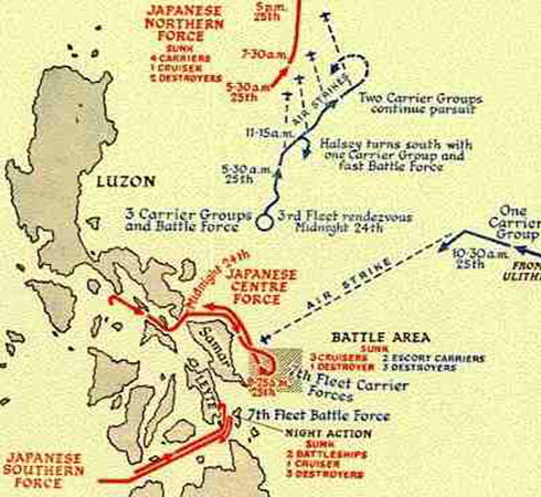 Battle of leyte gulf map