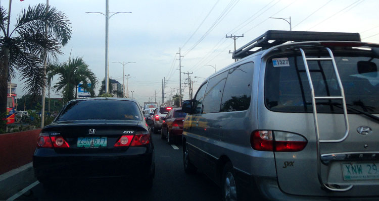 stuck in traffic in Metro Manila