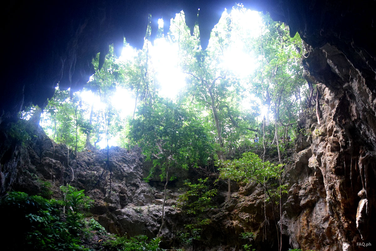 Linao Cave opening from below