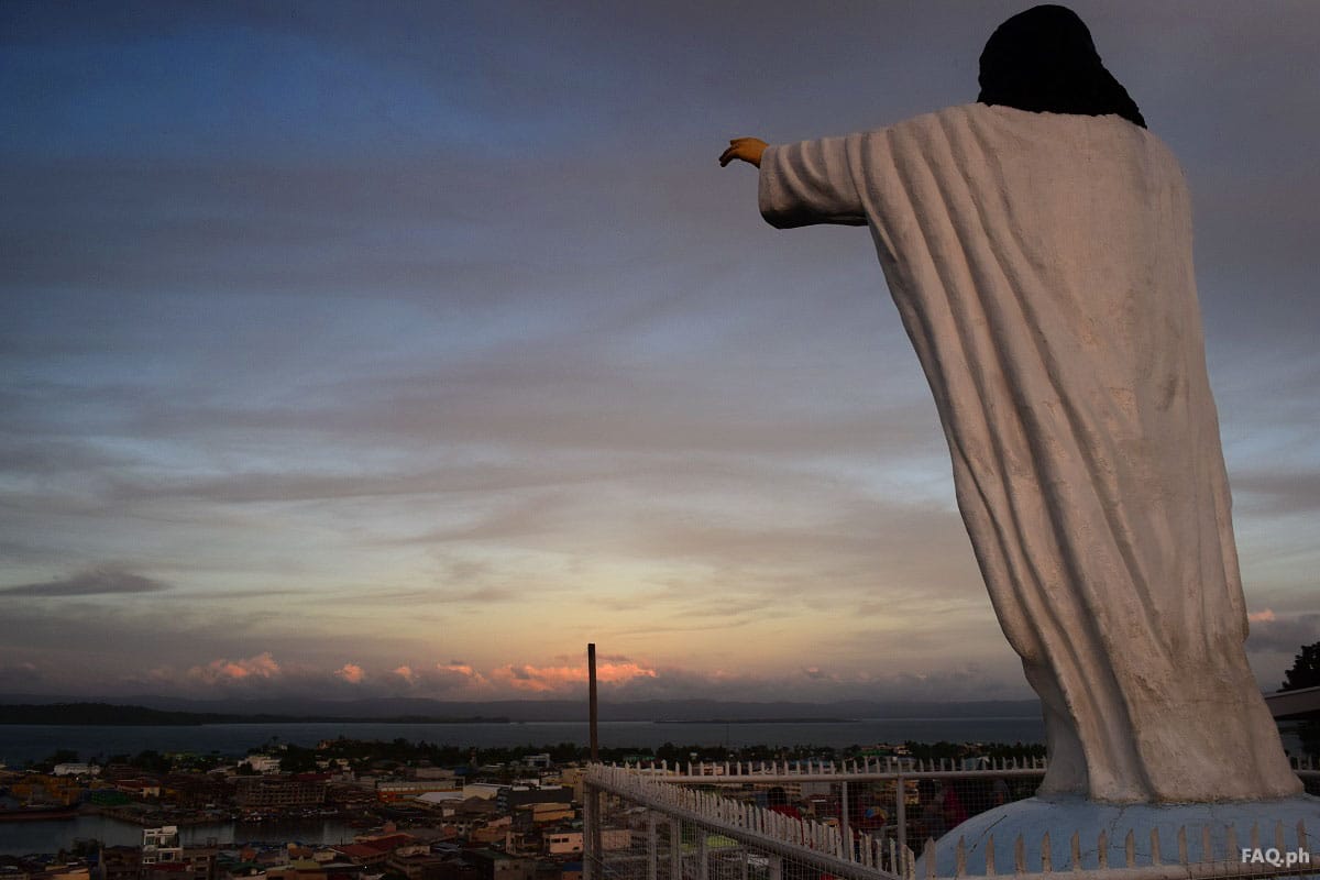 The statue of Christ facing Tacloban City from the above